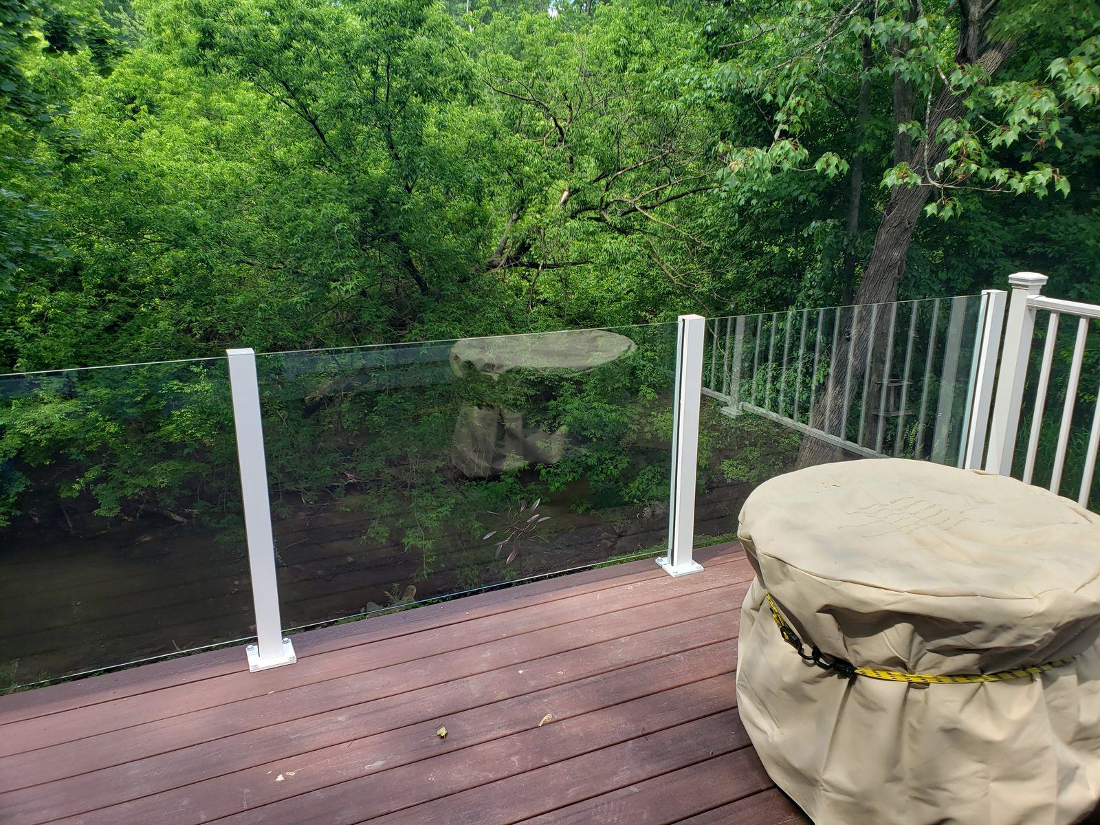 Falcon Topless Glass Rails — real project photo by Supreme Deck Builders, Southeast Michigan