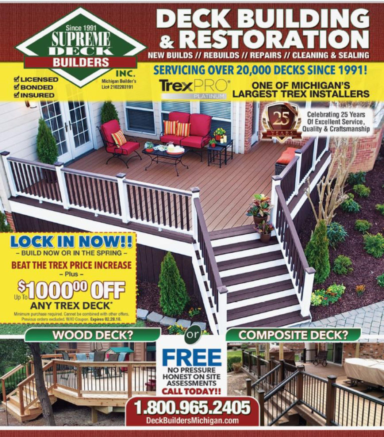 Deck builders Michigan Top Trex deck builder Leading Trex installer